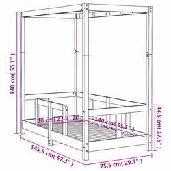 vidaXL Kids Bed Frame Bedstead Mattress Foundation 90x200 cm Solid Wood Pine - white, 70 x 140 cm - Additional view 8