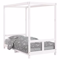 vidaXL Kids Bed Frame Bedstead Mattress Foundation 90x200 cm Solid Wood Pine - white, 80 x 160 cm