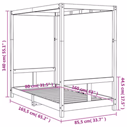 vidaXL Kids Bed Frame Bedstead Mattress Foundation 90x200 cm Solid Wood Pine - white, 80 x 160 cm - Additional view 8