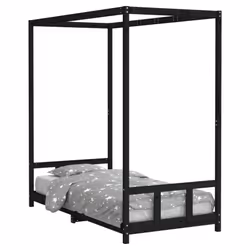 vidaXL Kids Bed Frame Bedstead Mattress Foundation 90x200 cm Solid Wood Pine - black, 90 x 190 cm