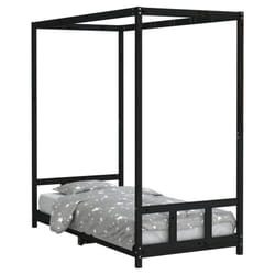vidaXL Kids Bed Frame Bedstead Mattress Foundation 90x200 cm Solid Wood Pine - black, 90 x 190 cm