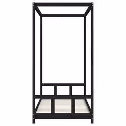 vidaXL Kids Bed Frame Bedstead Mattress Foundation 90x200 cm Solid Wood Pine - black, 90 x 190 cm - Additional view 4