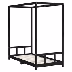 vidaXL Kids Bed Frame Bedstead Mattress Foundation 90x200 cm Solid Wood Pine - black, 90 x 190 cm - Additional view 5