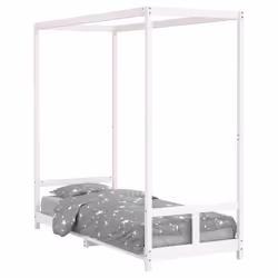 vidaXL Kids Bed Frame Bedstead Mattress Foundation 90x200 cm Solid Wood Pine - white, 80 x 200 cm