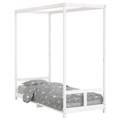 vidaXL Kids Bed Frame Bedstead Mattress Foundation 90x200 cm Solid Wood Pine - white, 80 x 200 cm