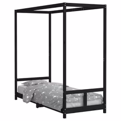 vidaXL Kids Bed Frame Bedstead Mattress Foundation 90x200 cm Solid Wood Pine - black, 80 x 200 cm