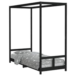 vidaXL Kids Bed Frame Bedstead Mattress Foundation 90x200 cm Solid Wood Pine - black, 80 x 200 cm