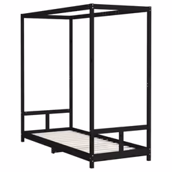 vidaXL Kids Bed Frame Bedstead Mattress Foundation 90x200 cm Solid Wood Pine - black, 80 x 200 cm