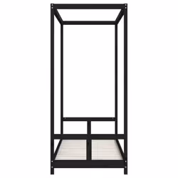 vidaXL Kids Bed Frame Bedstead Mattress Foundation 90x200 cm Solid Wood Pine - black, 80 x 200 cm - Additional view 4