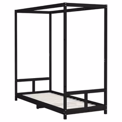vidaXL Kids Bed Frame Bedstead Mattress Foundation 90x200 cm Solid Wood Pine - black, 80 x 200 cm - Additional view 5