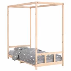 vidaXL Kids Bed Frame Bedstead Mattress Foundation 90x200 cm Solid Wood Pine - brown, 90 x 200 cm