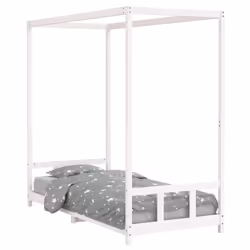vidaXL Kids Bed Frame Bedstead Mattress Foundation 90x200 cm Solid Wood Pine - white, 90 x 200 cm