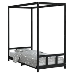 vidaXL Kids Bed Frame Bedstead Mattress Foundation 90x200 cm Solid Wood Pine - black, 90 x 200 cm