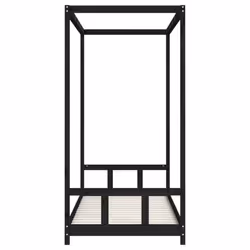 vidaXL Kids Bed Frame Bedstead Mattress Foundation 90x200 cm Solid Wood Pine - black, 90 x 200 cm - Additional view 4