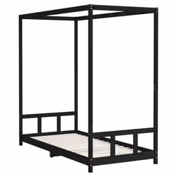 vidaXL Kids Bed Frame Bedstead Mattress Foundation 90x200 cm Solid Wood Pine - black, 90 x 200 cm - Additional view 5