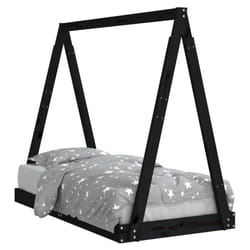 vidaXL Kids Bed Frame Bedstead Wooden Bed Base Black 80x200 cm Solid Wood Pine - black, 70 x 140 cm