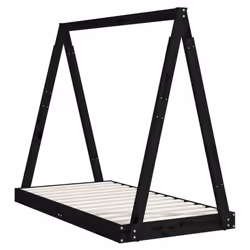 vidaXL Kids Bed Frame Bedstead Wooden Bed Base Black 80x200 cm Solid Wood Pine - black, 70 x 140 cm