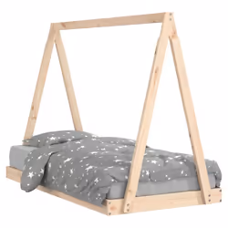 vidaXL Kids Bed Frame Bedstead Wooden Bed Base Black 80x200 cm Solid Wood Pine - brown, 80 x 160 cm