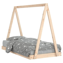 vidaXL Kids Bed Frame Bedstead Wooden Bed Base Black 80x200 cm Solid Wood Pine - brown, 80 x 160 cm