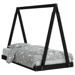 vidaXL Kids Bed Frame Bedstead Wooden Bed Base Black 80x200 cm Solid Wood Pine - black, 80 x 160 cm