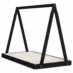 vidaXL Kids Bed Frame Bedstead Wooden Bed Base Black 80x200 cm Solid Wood Pine - black, 80 x 160 cm