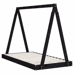 vidaXL Kids Bed Frame Bedstead Wooden Bed Base Black 80x200 cm Solid Wood Pine - black, 80 x 160 cm - Additional view 5