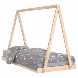 vidaXL Kids Bed Frame Bedstead Wooden Bed Base Black 80x200 cm Solid Wood Pine - brown, 90 x 190 cm