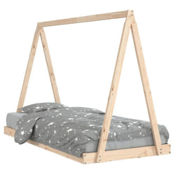 vidaXL Kids Bed Frame Bedstead Wooden Bed Base Black 80x200 cm Solid Wood Pine - brown, 90 x 190 cm