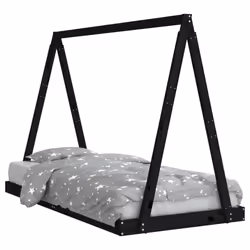 vidaXL Kids Bed Frame Bedstead Wooden Bed Base Black 80x200 cm Solid Wood Pine - black, 90 x 190 cm