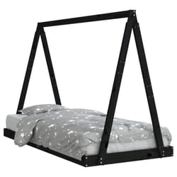vidaXL Kids Bed Frame Bedstead Wooden Bed Base Black 80x200 cm Solid Wood Pine - black, 90 x 190 cm