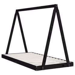 vidaXL Kids Bed Frame Bedstead Wooden Bed Base Black 80x200 cm Solid Wood Pine - black, 90 x 190 cm