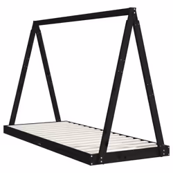 vidaXL Kids Bed Frame Bedstead Wooden Bed Base Black 80x200 cm Solid Wood Pine - black, 80 x 200 cm