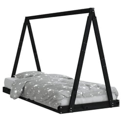 vidaXL Kids Bed Frame Bedstead Wooden Bed Base Black 80x200 cm Solid Wood Pine - black, 90 x 200 cm