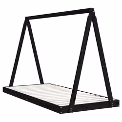 vidaXL Kids Bed Frame Bedstead Wooden Bed Base Black 80x200 cm Solid Wood Pine - black, 90 x 200 cm