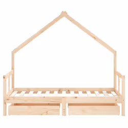 vidaXL Kids Bed Frame Bedstead Bed Base with Drawers 90x190 cm Solid Wood Pine - brown, 80 x 160 cm - Additional view 4
