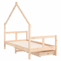 vidaXL Kids Bed Frame Bedstead Bed Base with Drawers 90x190 cm Solid Wood Pine - brown, 80 x 160 cm - Additional view 6