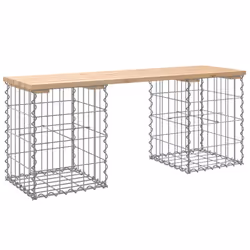 vidaXL Garden Bench Park Outdoor Bench Seat Gabion Design Solid Wood Pine - light brown, 103 x 31 x 42 / 30 x 30 x 40 cm