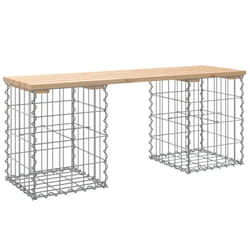 vidaXL Garden Bench Park Outdoor Bench Seat Gabion Design Solid Wood Pine - light brown, 103 x 31 x 42 / 30 x 30 x 40 cm