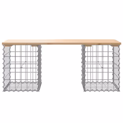 vidaXL Garden Bench Park Outdoor Bench Seat Gabion Design Solid Wood Pine - light brown, 103 x 31 x 42 / 30 x 30 x 40 cm