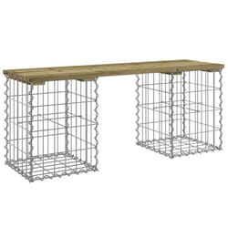 vidaXL Garden Bench Park Outdoor Bench Seat Gabion Design Solid Wood Pine - dark brown, 103 x 31 x 42 / 30 x 30 x 40 cm