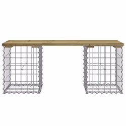 vidaXL Garden Bench Park Outdoor Bench Seat Gabion Design Solid Wood Pine - dark brown, 103 x 31 x 42 / 30 x 30 x 40 cm