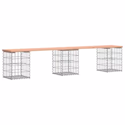 vidaXL Garden Bench Park Outdoor Bench Seat Gabion Design Solid Wood Pine - brown, 203 x 31 x 42 / 30 x 30 x 40 cm