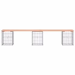 vidaXL Garden Bench Park Outdoor Bench Seat Gabion Design Solid Wood Pine - brown, 203 x 31 x 42 / 30 x 30 x 40 cm