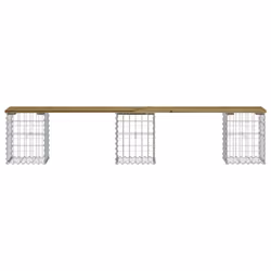 vidaXL Garden Bench Park Outdoor Bench Seat Gabion Design Solid Wood Pine - dark brown, 203 x 31 x 42 / 30 x 30 x 40 cm