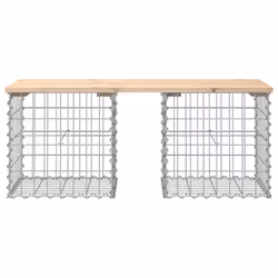 vidaXL Garden Bench Park Outdoor Bench Seat Gabion Design Solid Wood Pine - light brown, 103 x 44 x 42 / 40 x 40 x 40 cm - Additional view 2