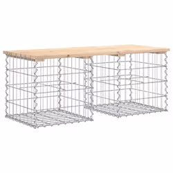 vidaXL Garden Bench Park Outdoor Bench Seat Gabion Design Solid Wood Pine - light brown, 103 x 44 x 42 / 40 x 40 x 40 cm - Additional view 4