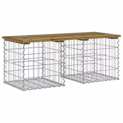 vidaXL Garden Bench Park Outdoor Bench Seat Gabion Design Solid Wood Pine - dark brown, 103 x 44 x 42 / 40 x 40 x 40 cm