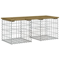 vidaXL Garden Bench Park Outdoor Bench Seat Gabion Design Solid Wood Pine - dark brown, 103 x 44 x 42 / 40 x 40 x 40 cm