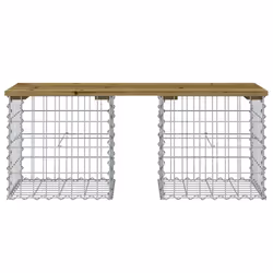 vidaXL Garden Bench Park Outdoor Bench Seat Gabion Design Solid Wood Pine - dark brown, 103 x 44 x 42 / 40 x 40 x 40 cm