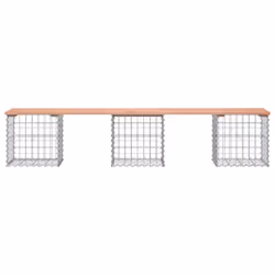 vidaXL Garden Bench Park Outdoor Bench Seat Gabion Design Solid Wood Pine - brown, 203 x 44 x 42 / 40 x 40 x 40 cm - Additional view 2
